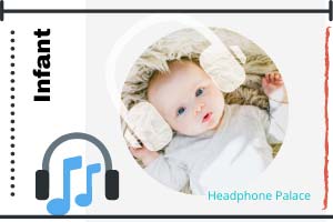 Cute infant with headphone